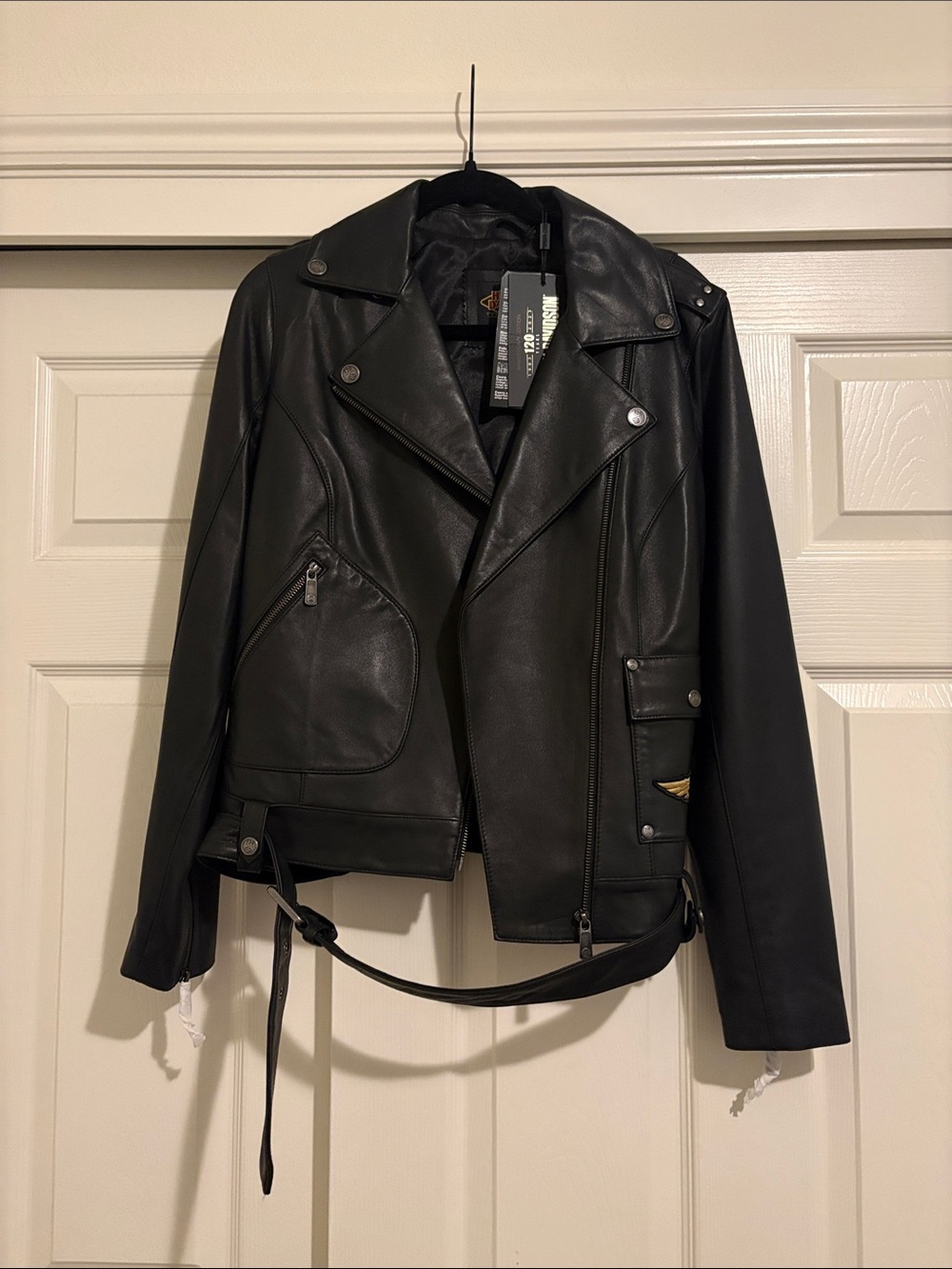 Harley-Davidson Black Leather Moto Jacket with Belt